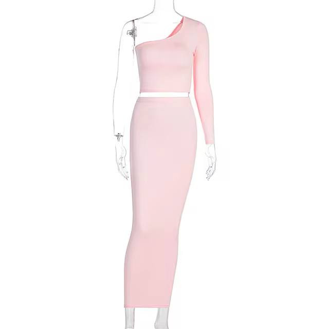 ست دوتکه زنانه با تاپ تک آستین و دامن